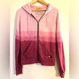 Aviator Nation Pink Ombré Full Zip Hoodie. Size XS